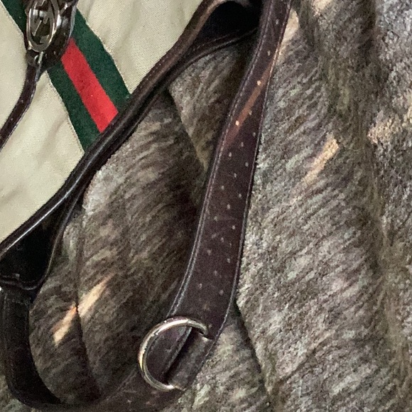 GUCCI SHERRY LINEshoulder bag hobo beige /brown canvas leather interlocking - Picture 7 of 13